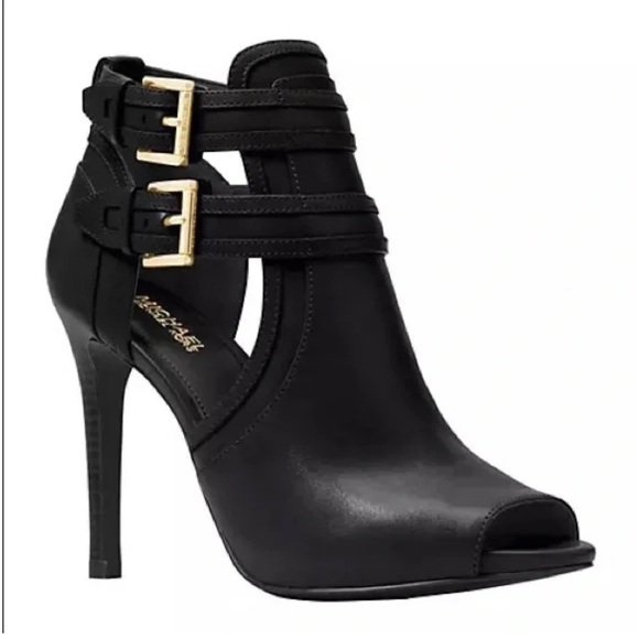 MICHAEL MICHAEL KORS Women’s Blaze Open Toe Booties in Black Leather Size 7 - Picture 1 of 7